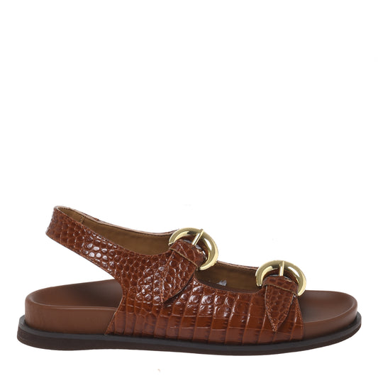 Sandale en imprimé croco cuir