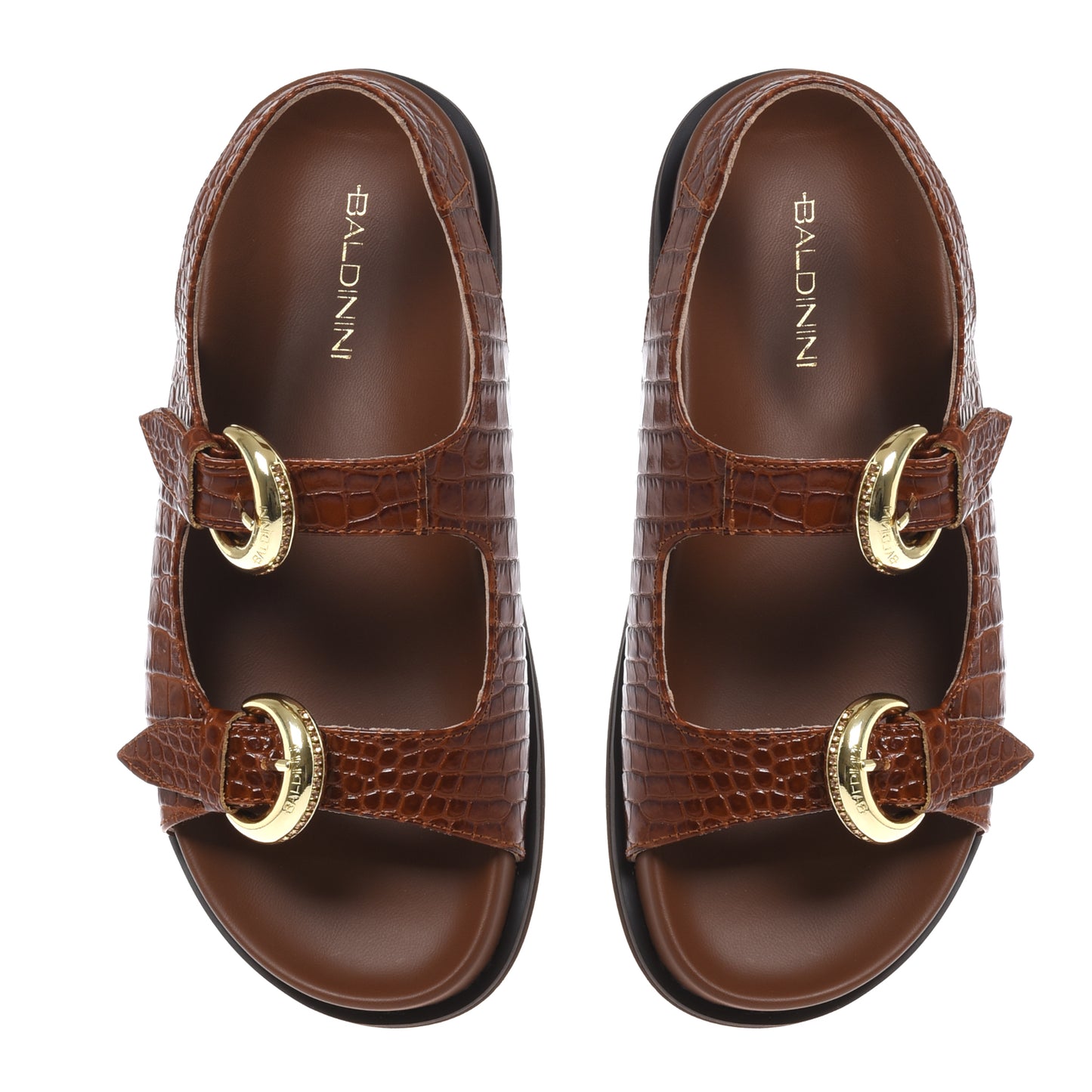 Sandale en imprimé croco cuir