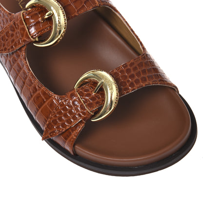 Sandale en imprimé croco cuir