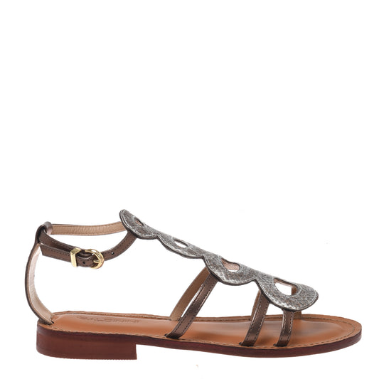 Sandale en imprimé python laminé marron