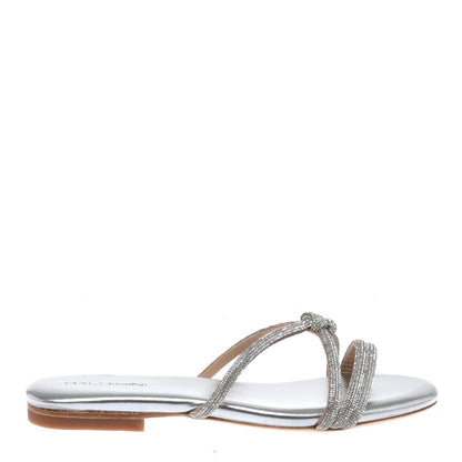 Mule avec strass en éco-cuir argent