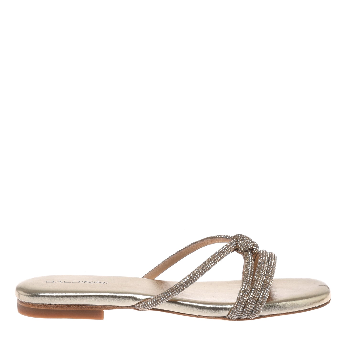 Mule avec strass en éco-cuir or
