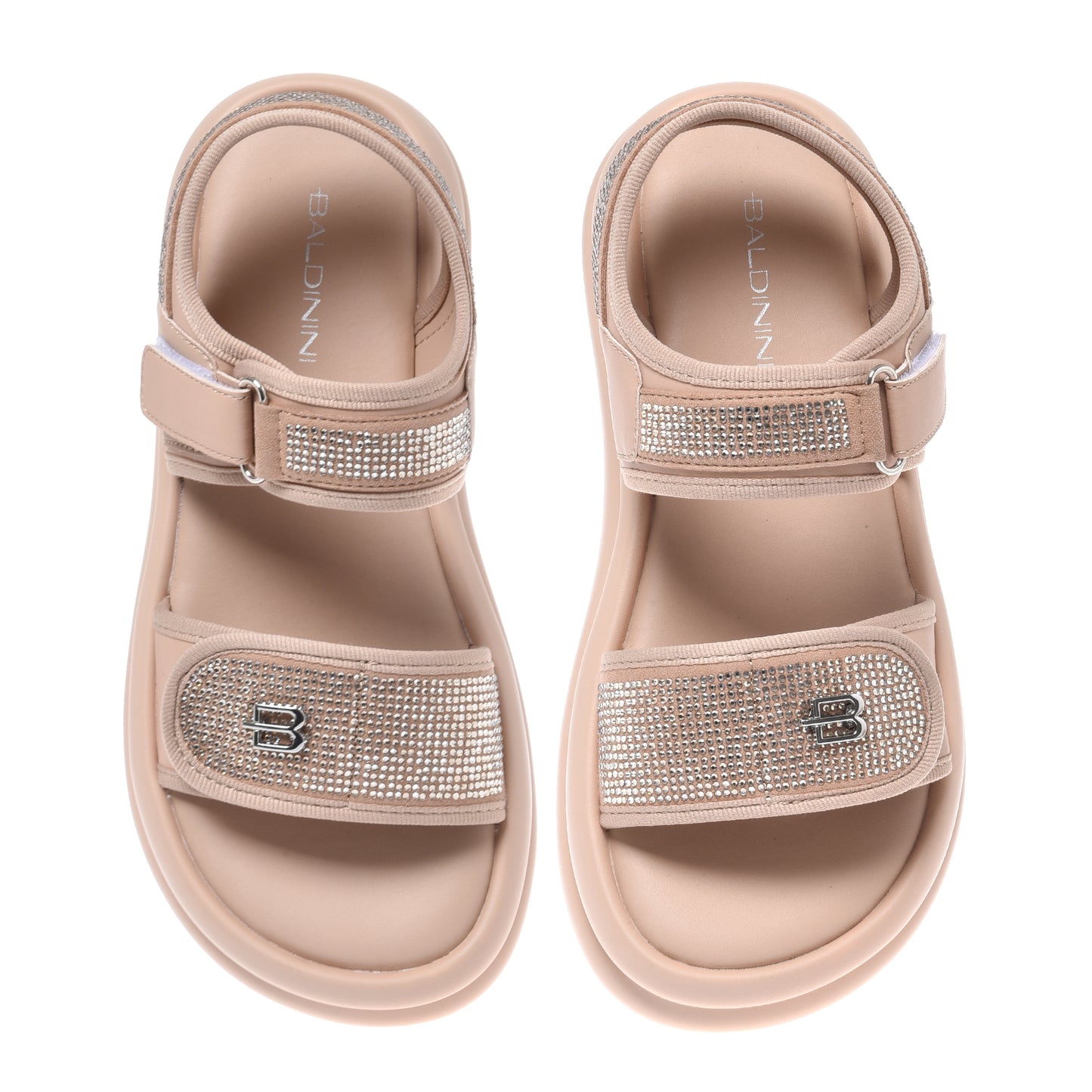 Nude lycra sandal with rhinestones