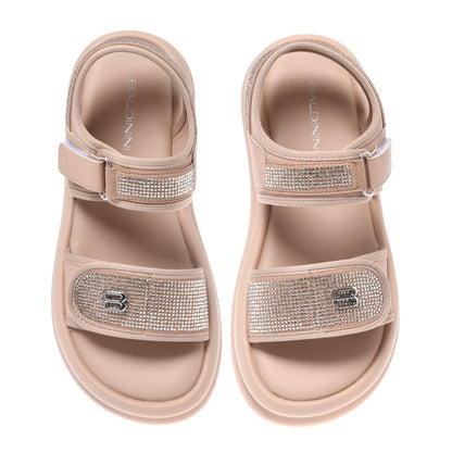Nude lycra sandal with rhinestones