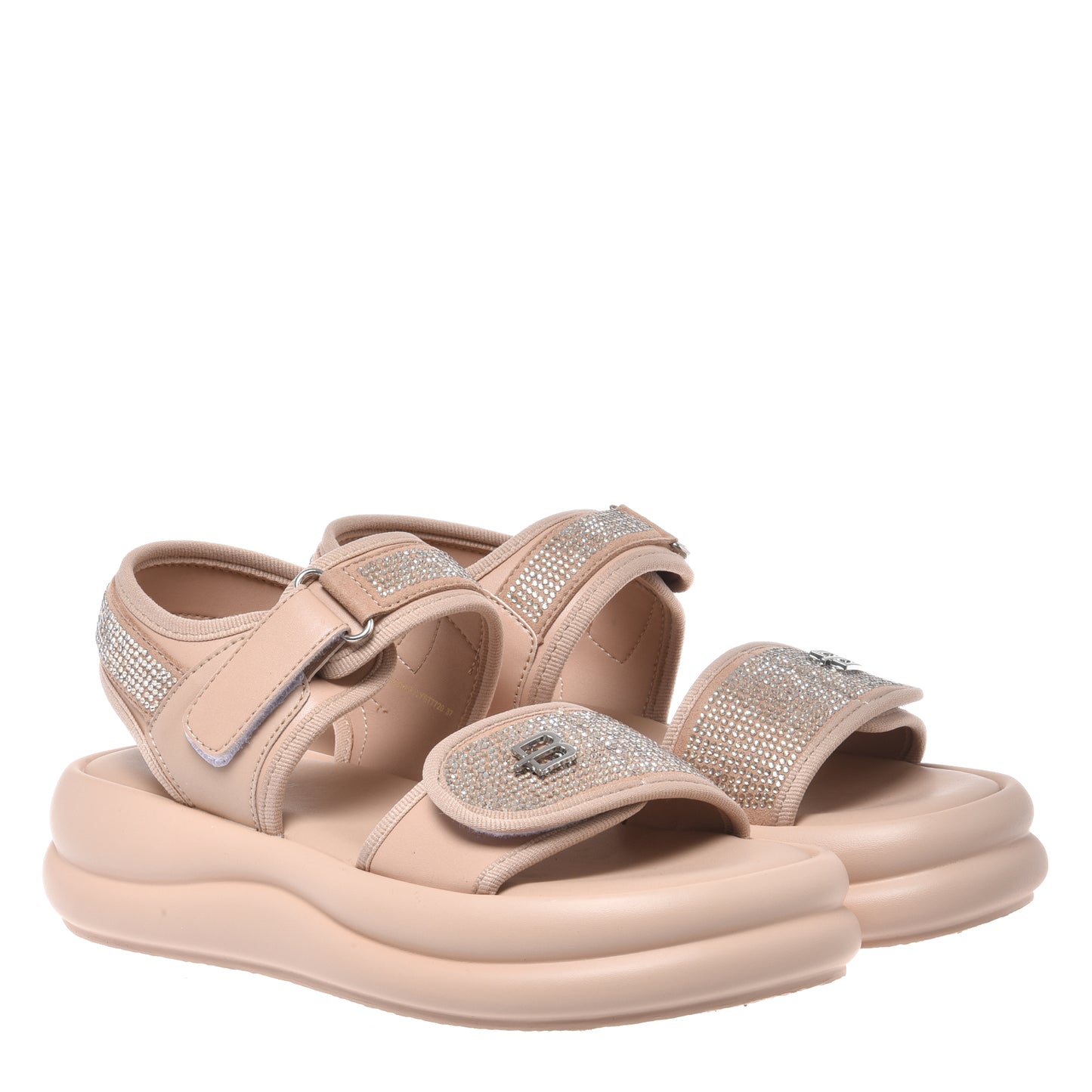 Nude lycra sandal with rhinestones