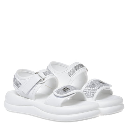 Sandale en lycra blanc avec strass