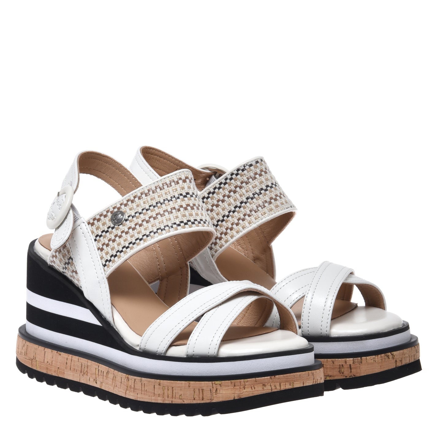 White nappa leather sandal