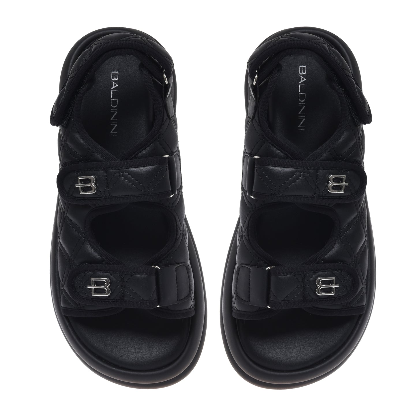 Quilted black faux leather sandal