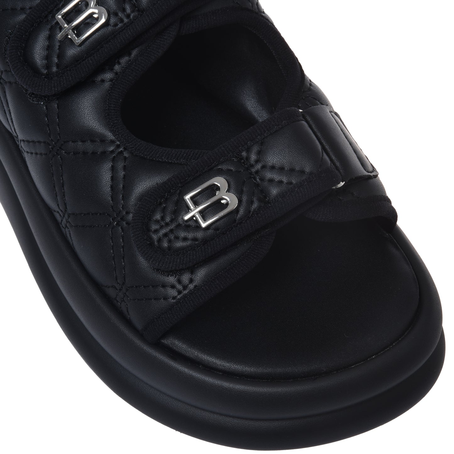 Quilted black faux leather sandal