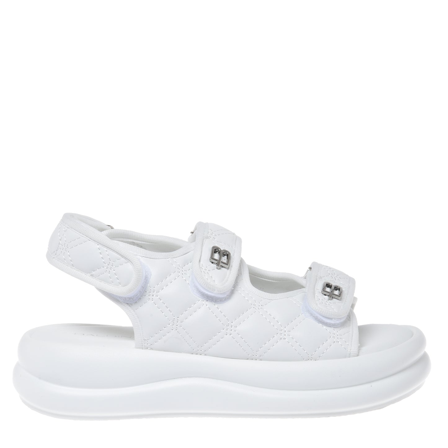 White quilted faux leather sandal