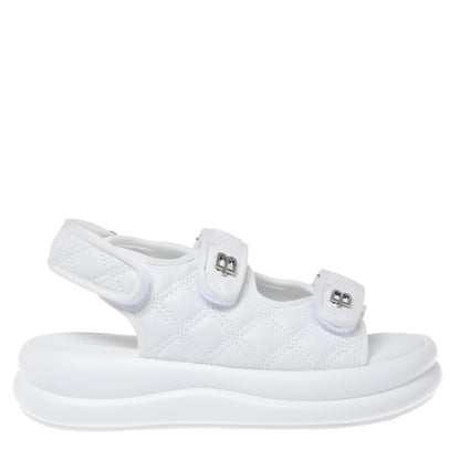 White quilted faux leather sandal