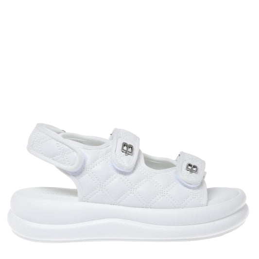 White quilted faux leather sandal