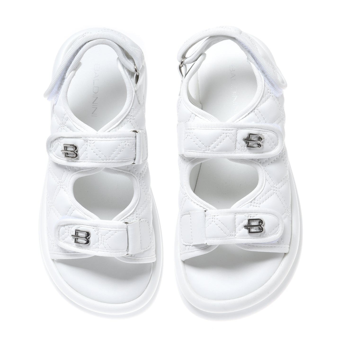 White quilted faux leather sandal