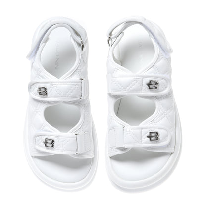 White quilted faux leather sandal