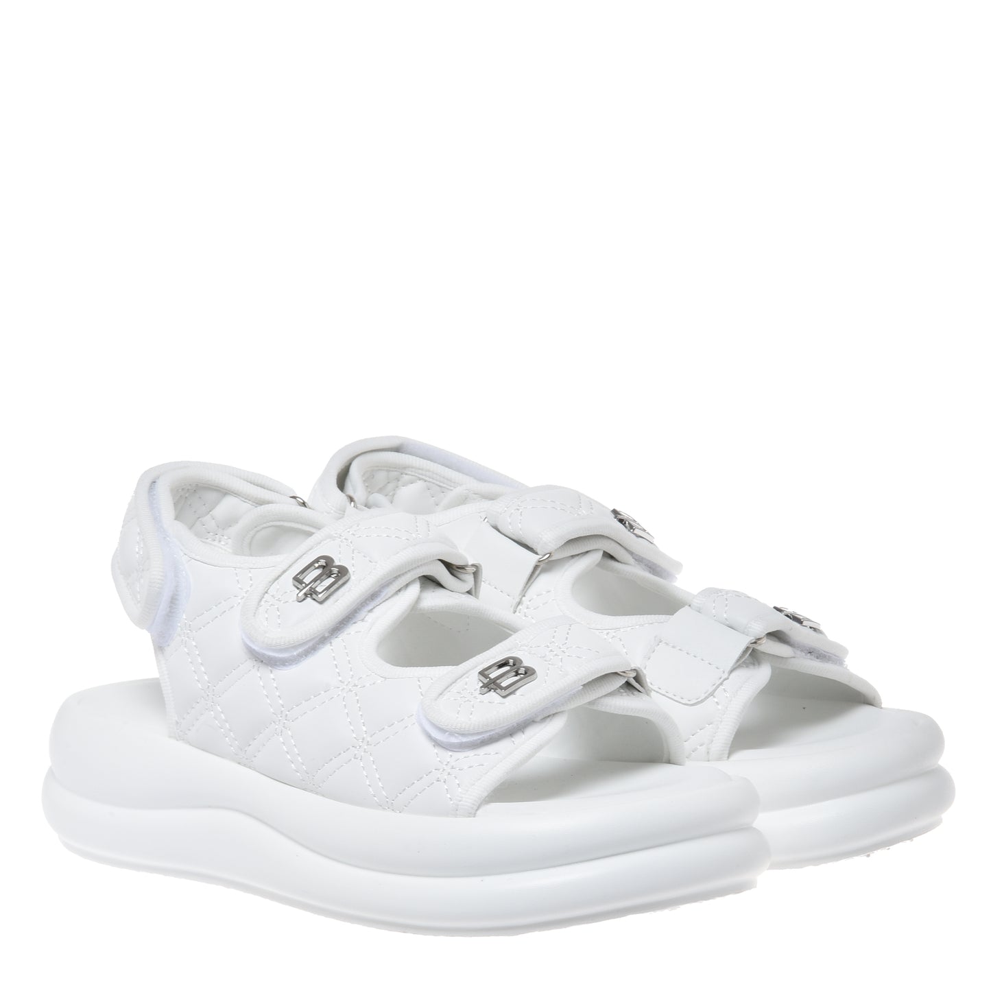 White quilted faux leather sandal