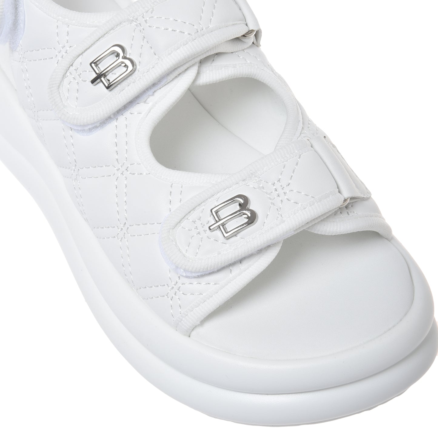 White quilted faux leather sandal