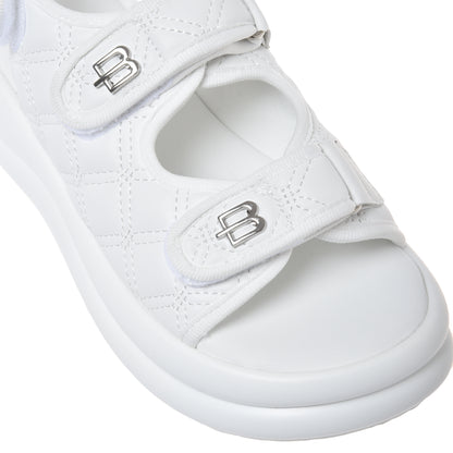 White quilted faux leather sandal