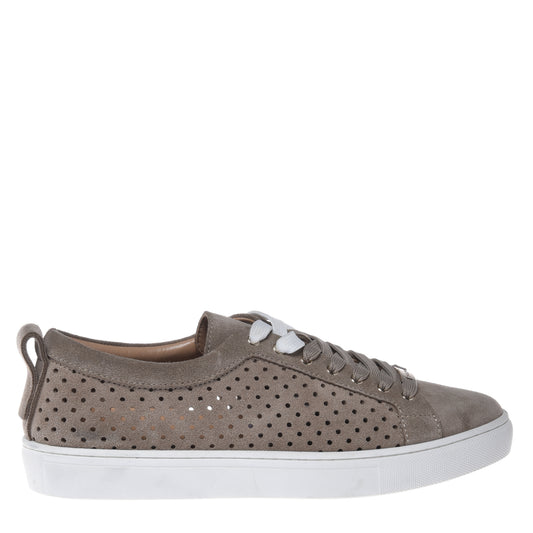Taupe perforated suede sneaker