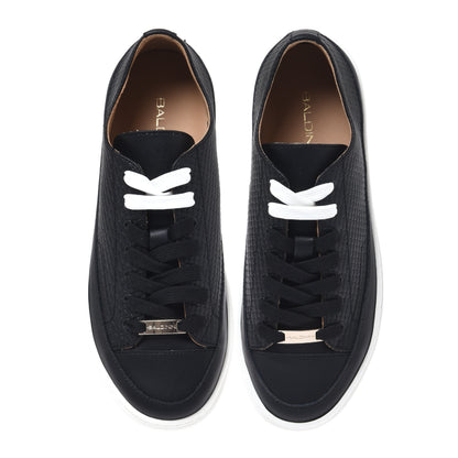 Black printed leather sneaker