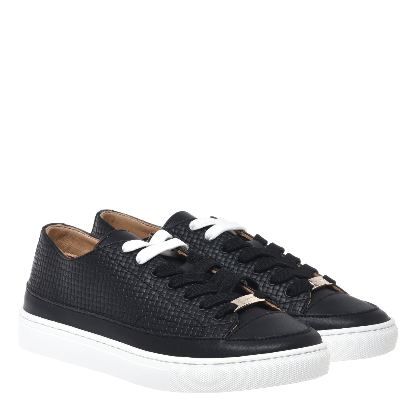 Black printed leather sneaker