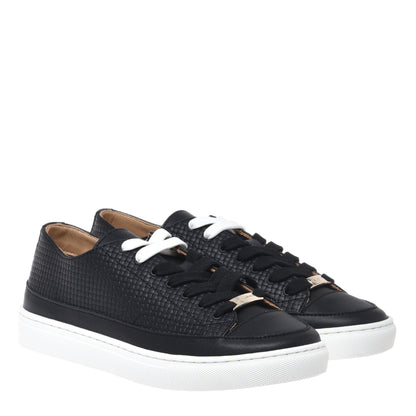 Black printed leather sneaker