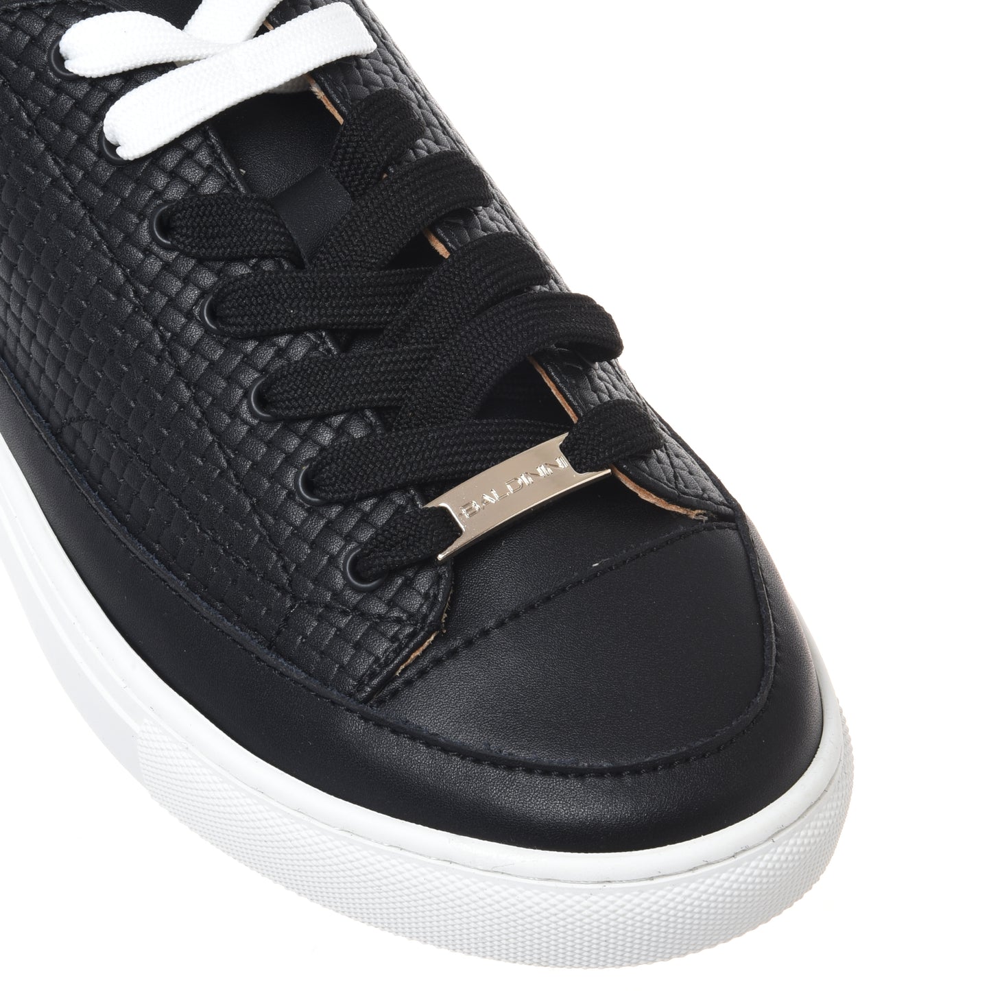 Black printed leather sneaker