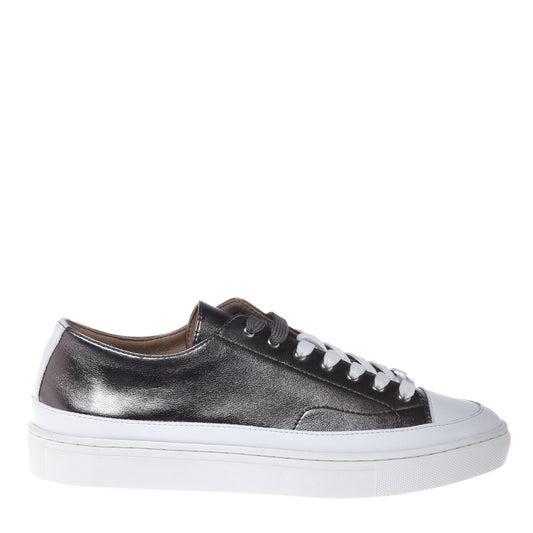 Grey laminated nappa leather sneaker