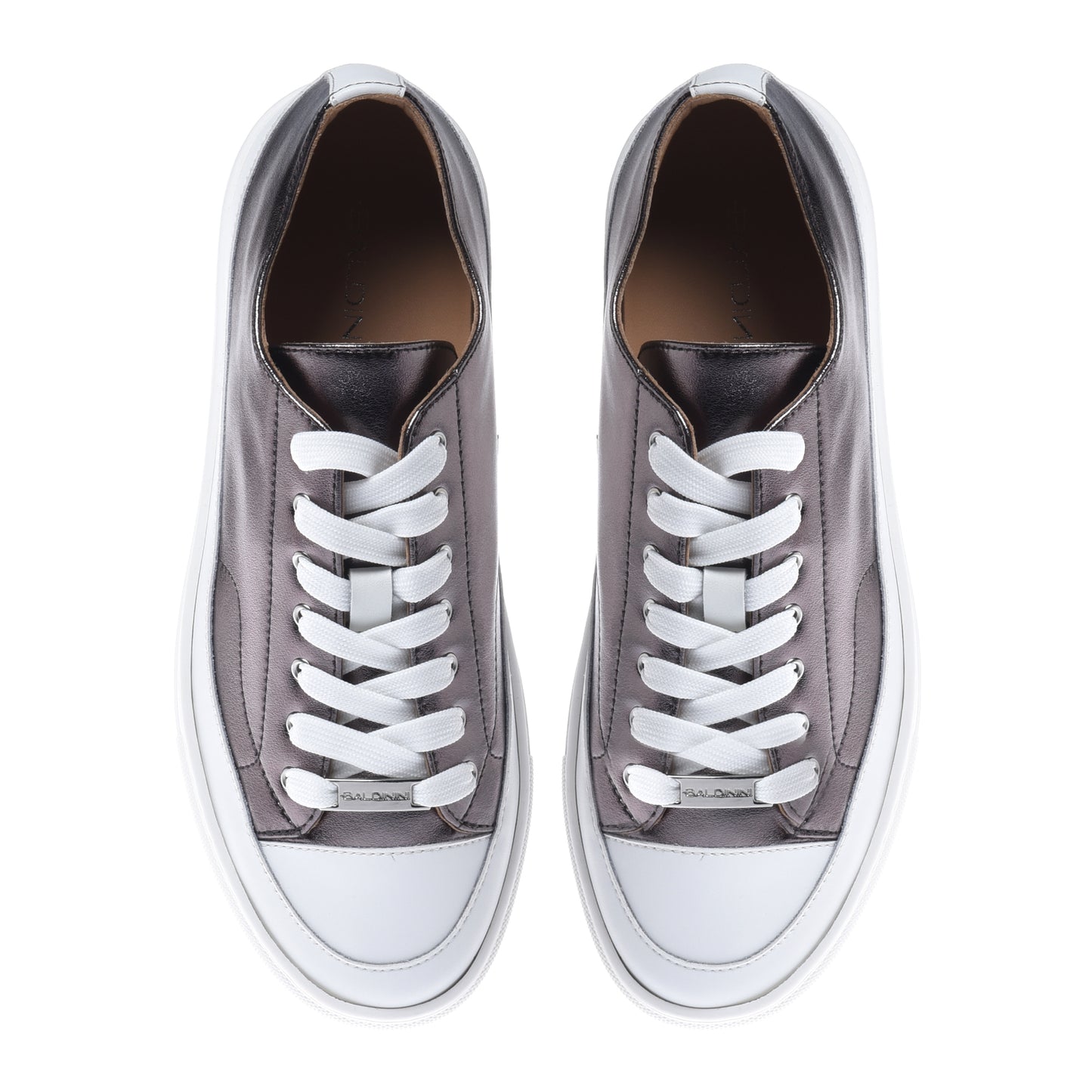 Grey laminated nappa leather sneaker