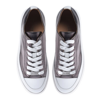 Grey laminated nappa leather sneaker