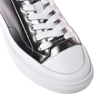 Grey laminated nappa leather sneaker