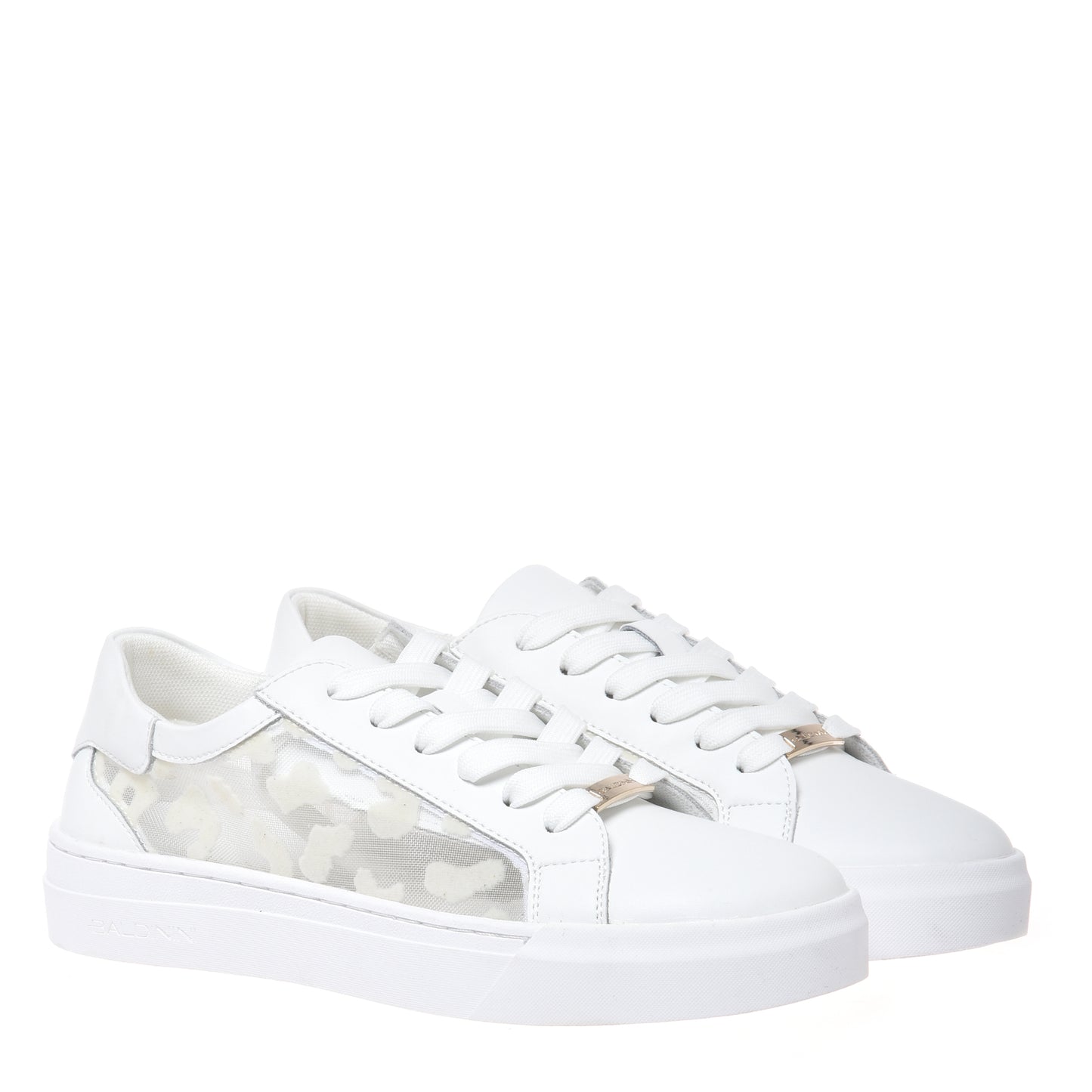 Sneaker en dentelle et cuir blanc