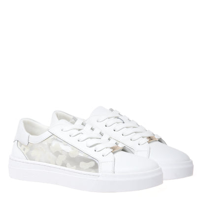 Sneaker en dentelle et cuir blanc