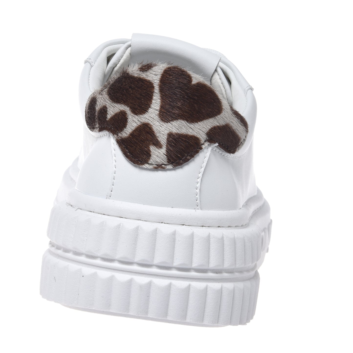 Sneakers in pelle bianca con inserti in pelle effetto cavallino