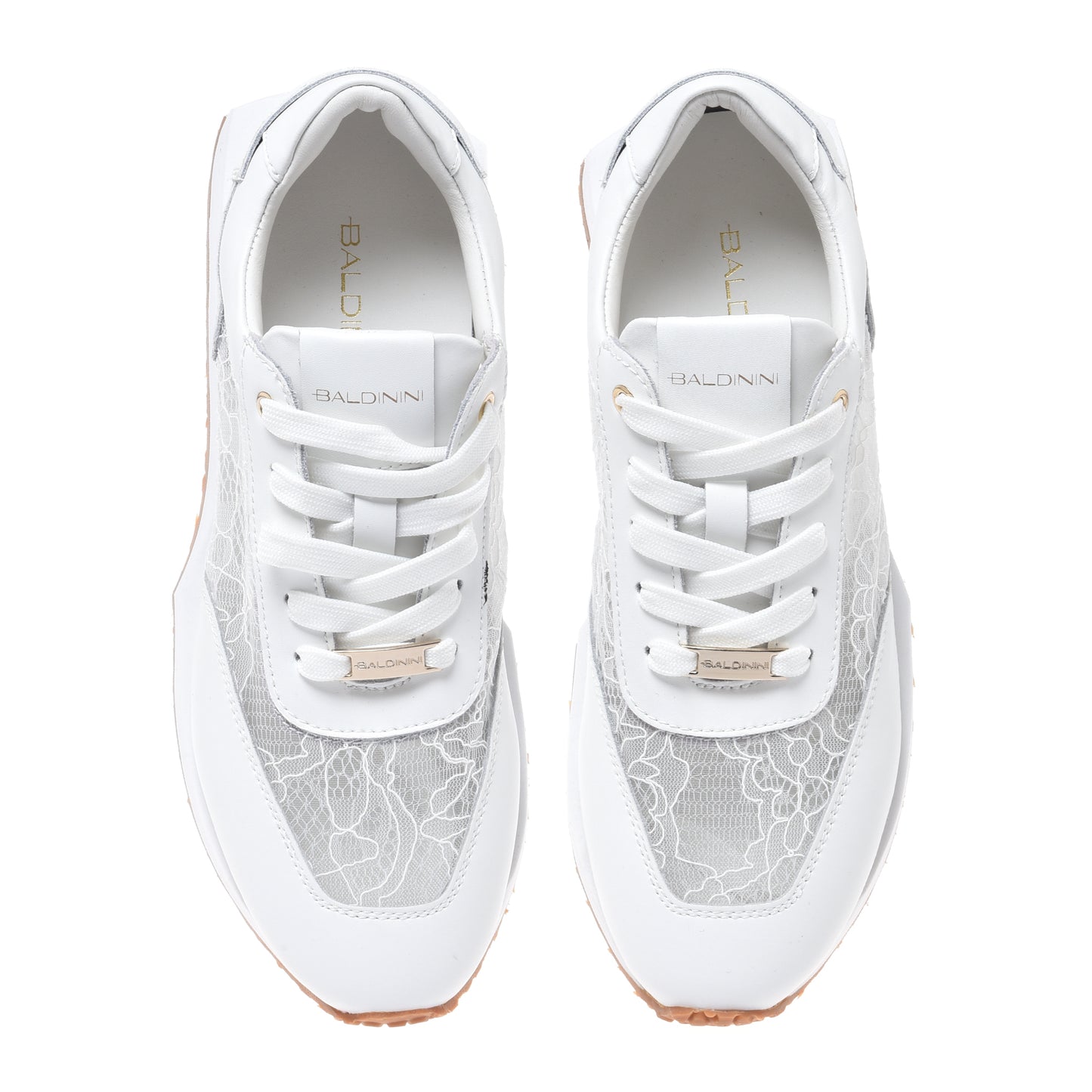 White leather and lace sneaker