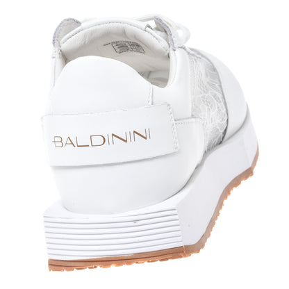 White leather and lace sneaker