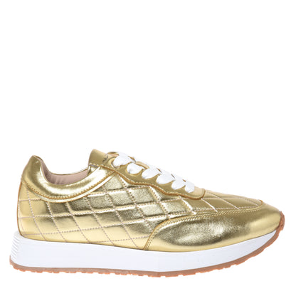 Gold laminated quilted nappa leather sneaker
