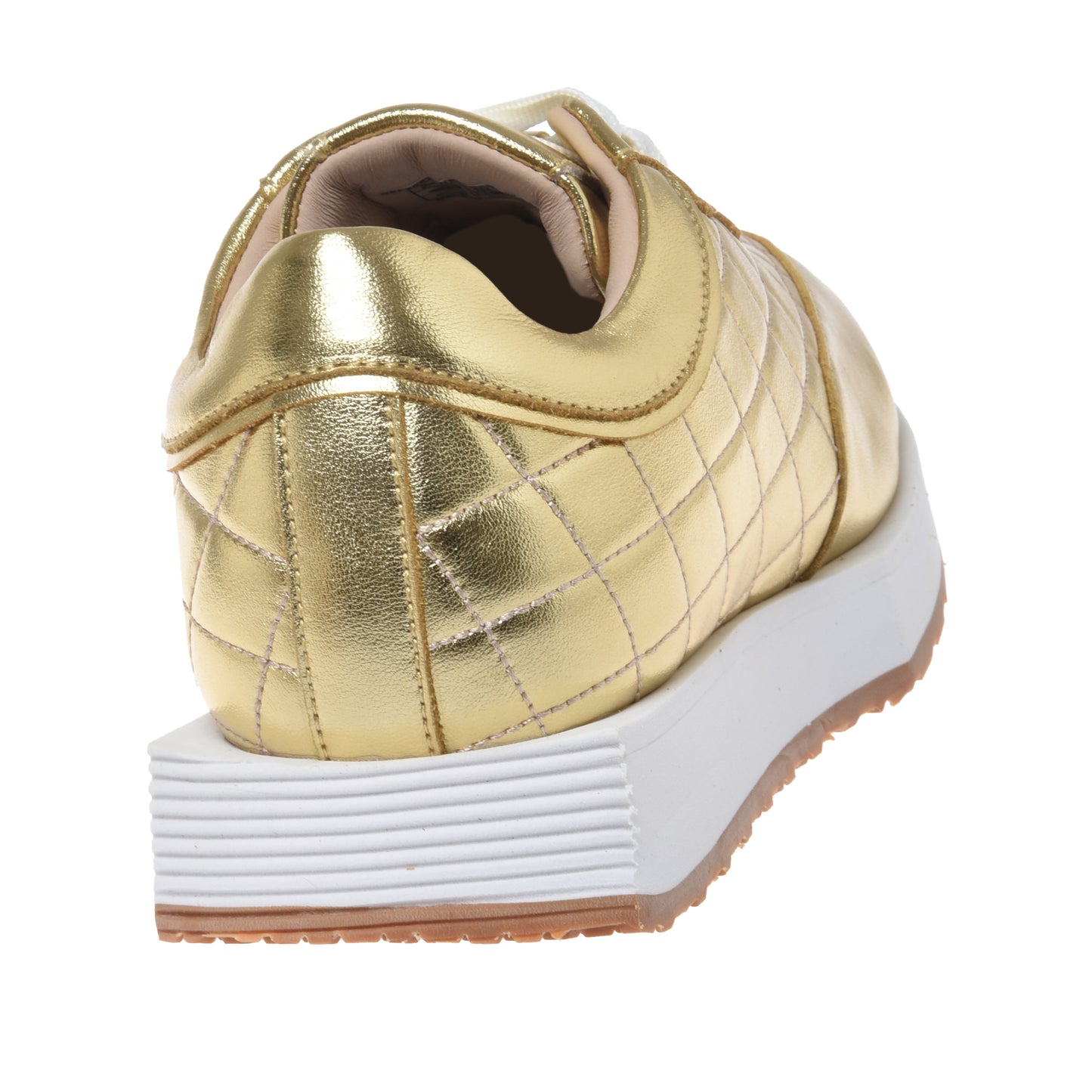 Gold laminated quilted nappa leather sneaker