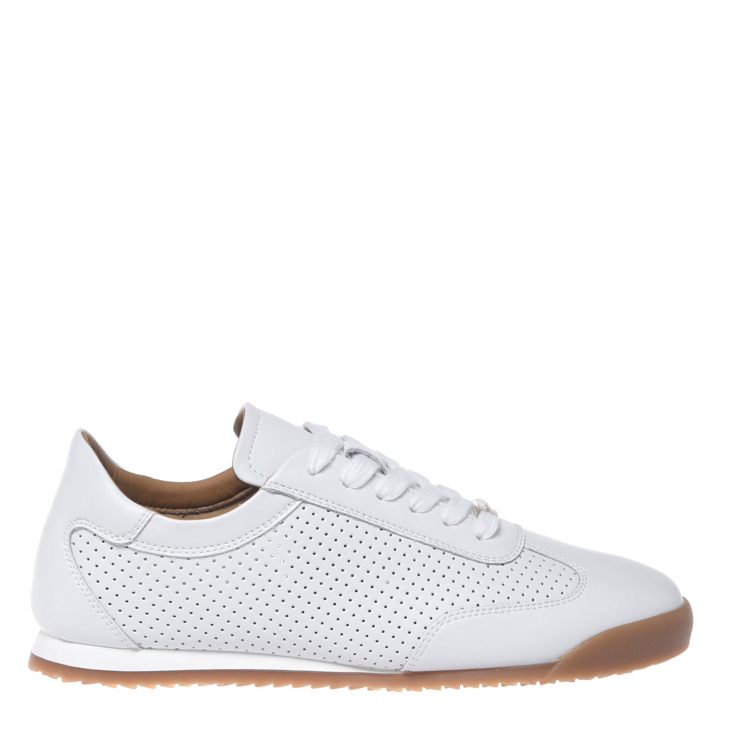White perforated leather sneakers