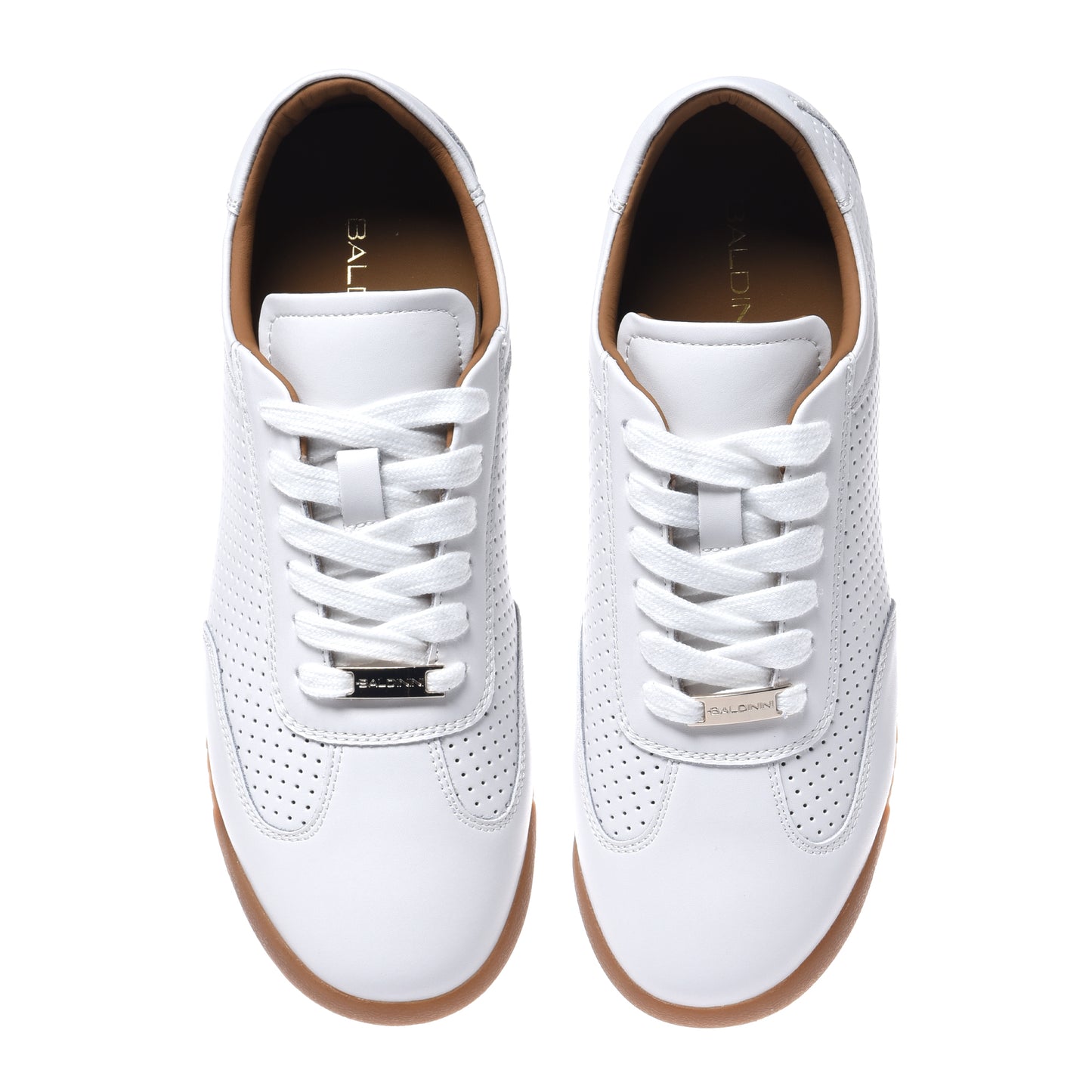 White perforated leather sneakers