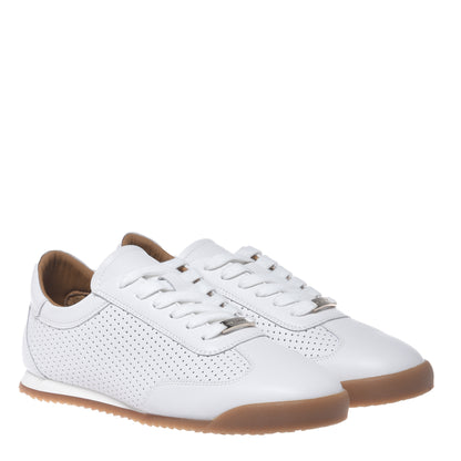 White perforated leather sneakers