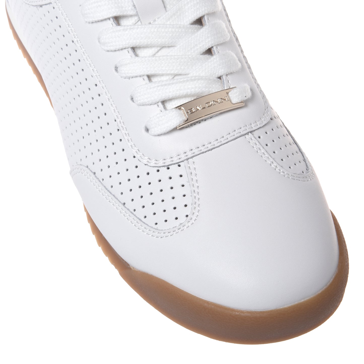 White perforated leather sneakers