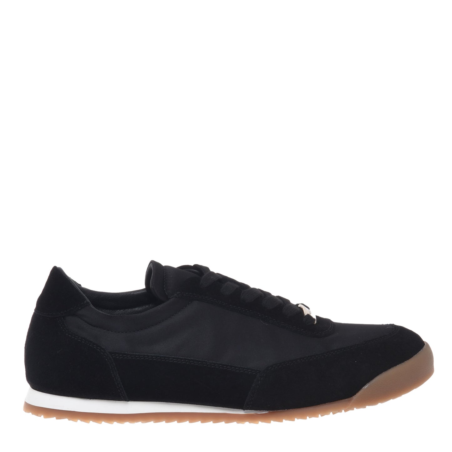 Sneaker en daim et satin noirs