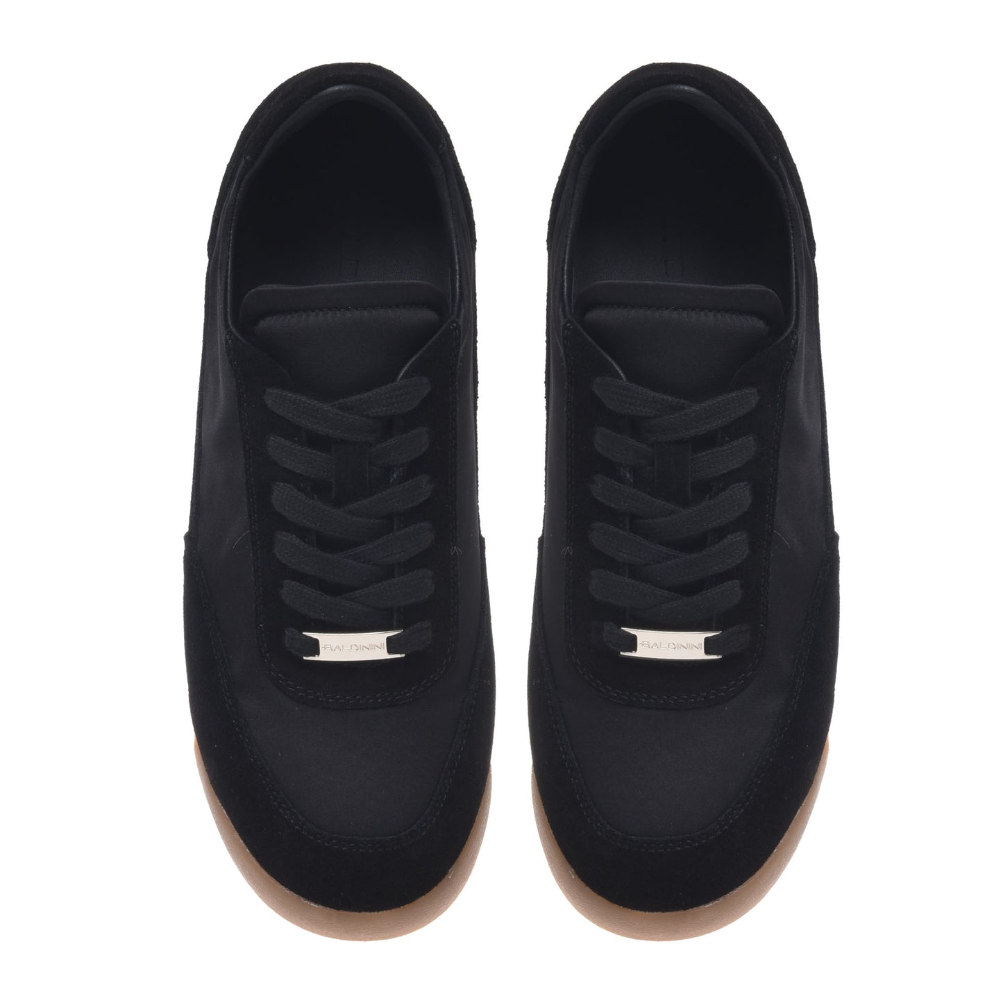 Sneaker en daim et satin noirs