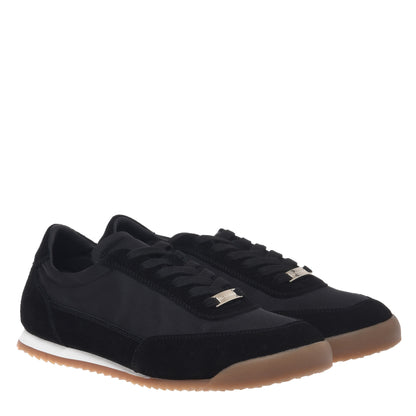 Sneaker en daim et satin noirs