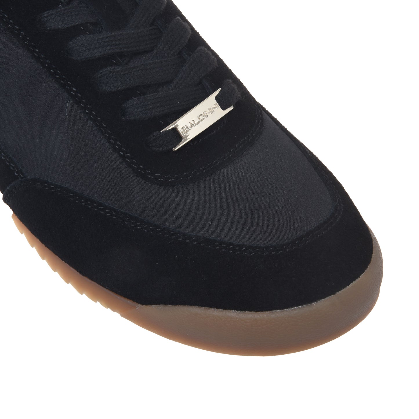 Sneaker en daim et satin noirs