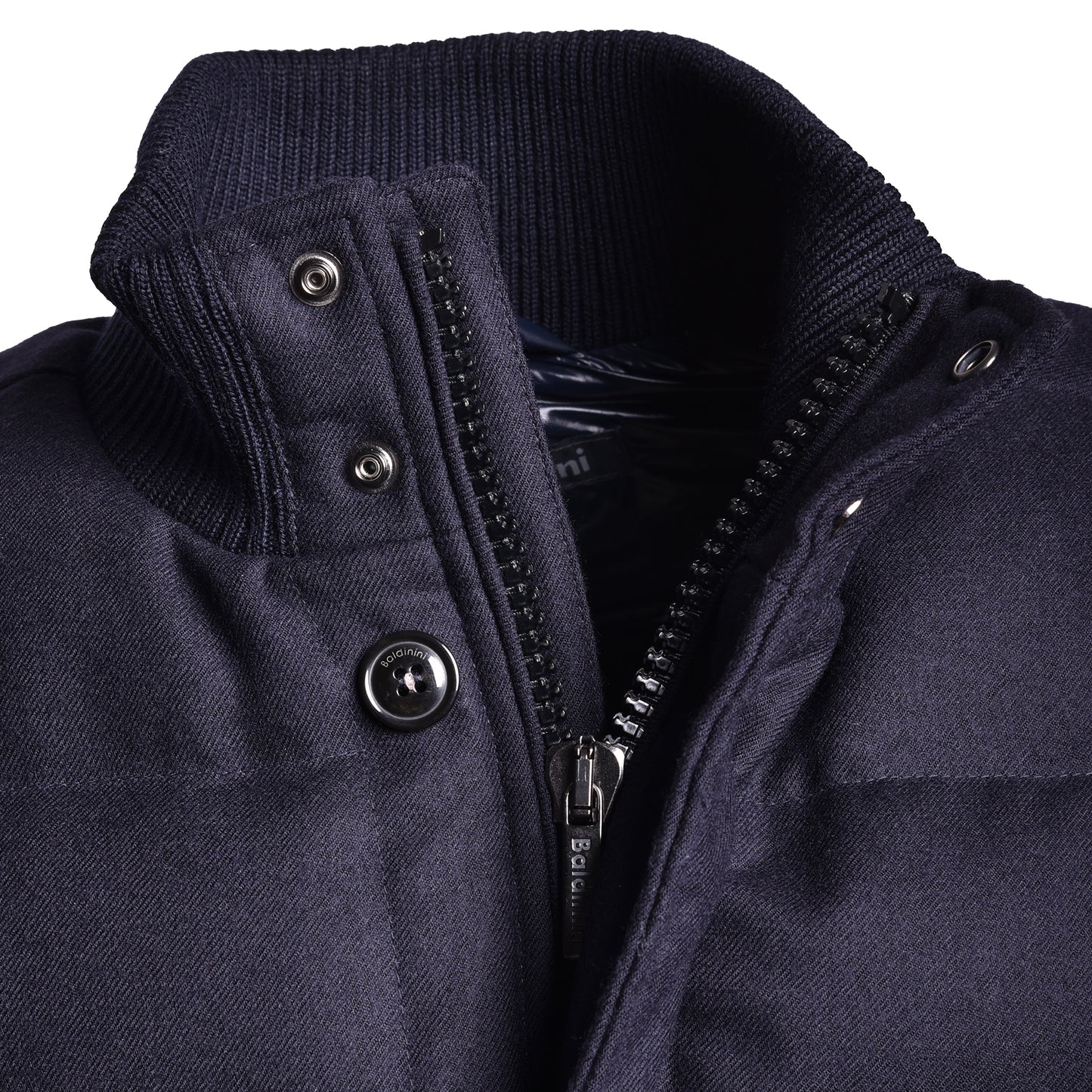 Blouson bomber en flanelle et nylon bleu marine