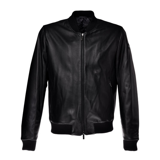 Blouson bomber en cuir noir