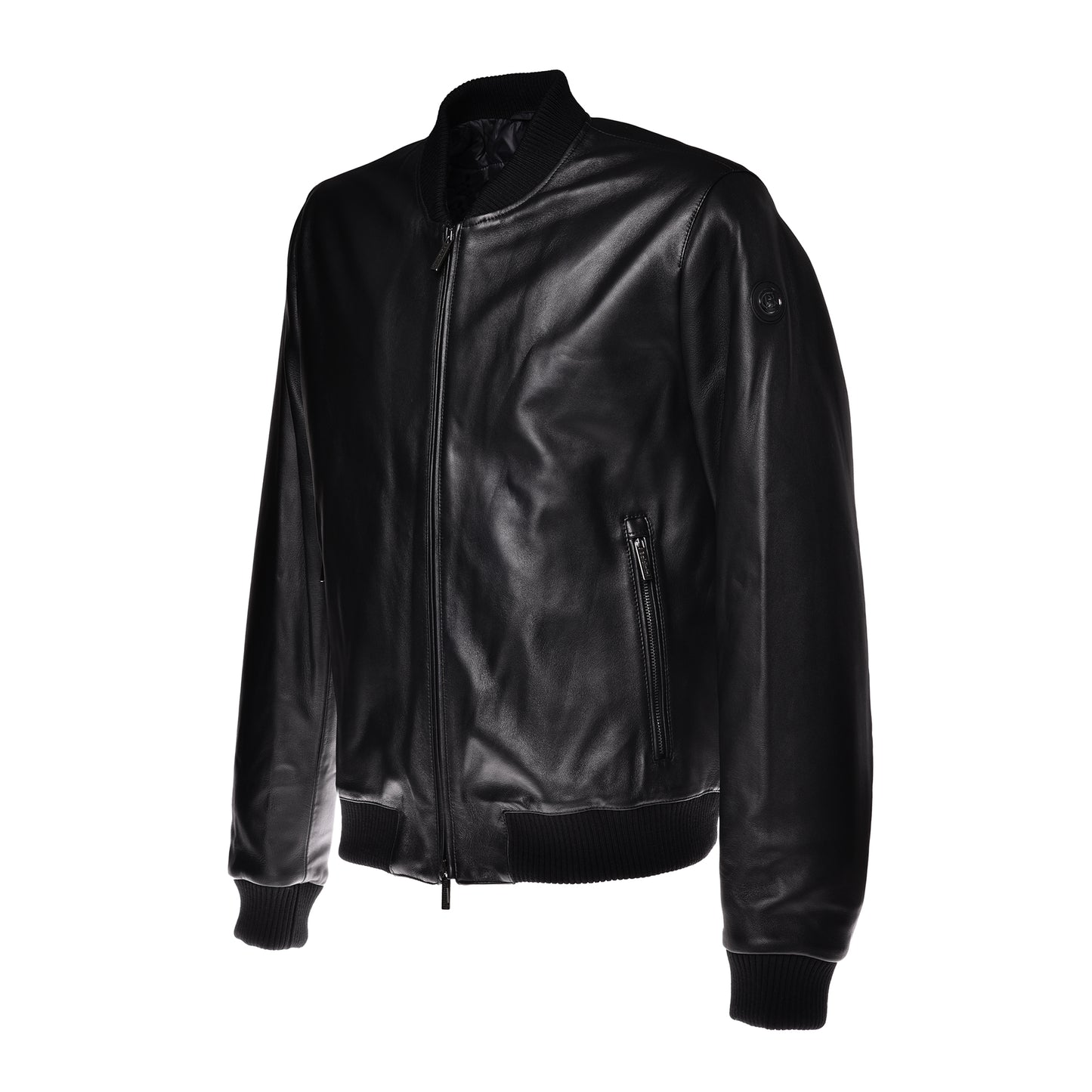 Blouson bomber en cuir noir