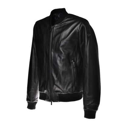 Blouson bomber en cuir noir