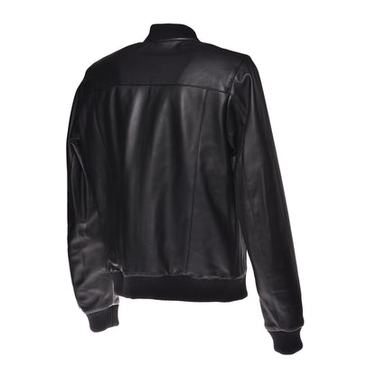 Blouson bomber en cuir noir